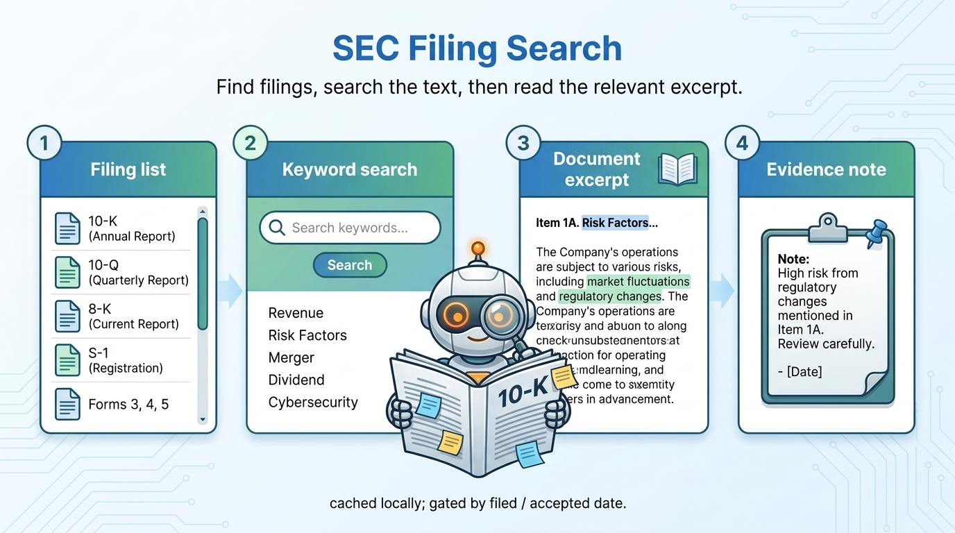 SEC filing search workflow for Lumibot agents