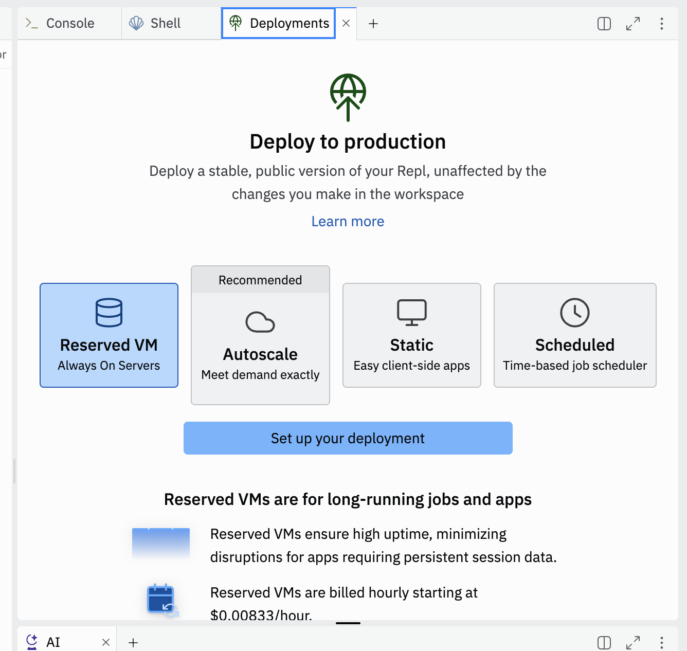 Select Reserved VM and Background Worker